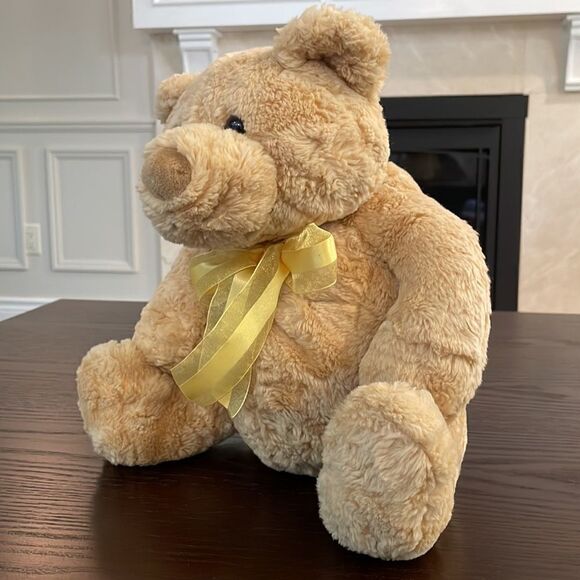 GUND Heads & Tales Blonde Golden Bear w Yellow Bow 11” tall Excellent Condition - Picture 7 of 8